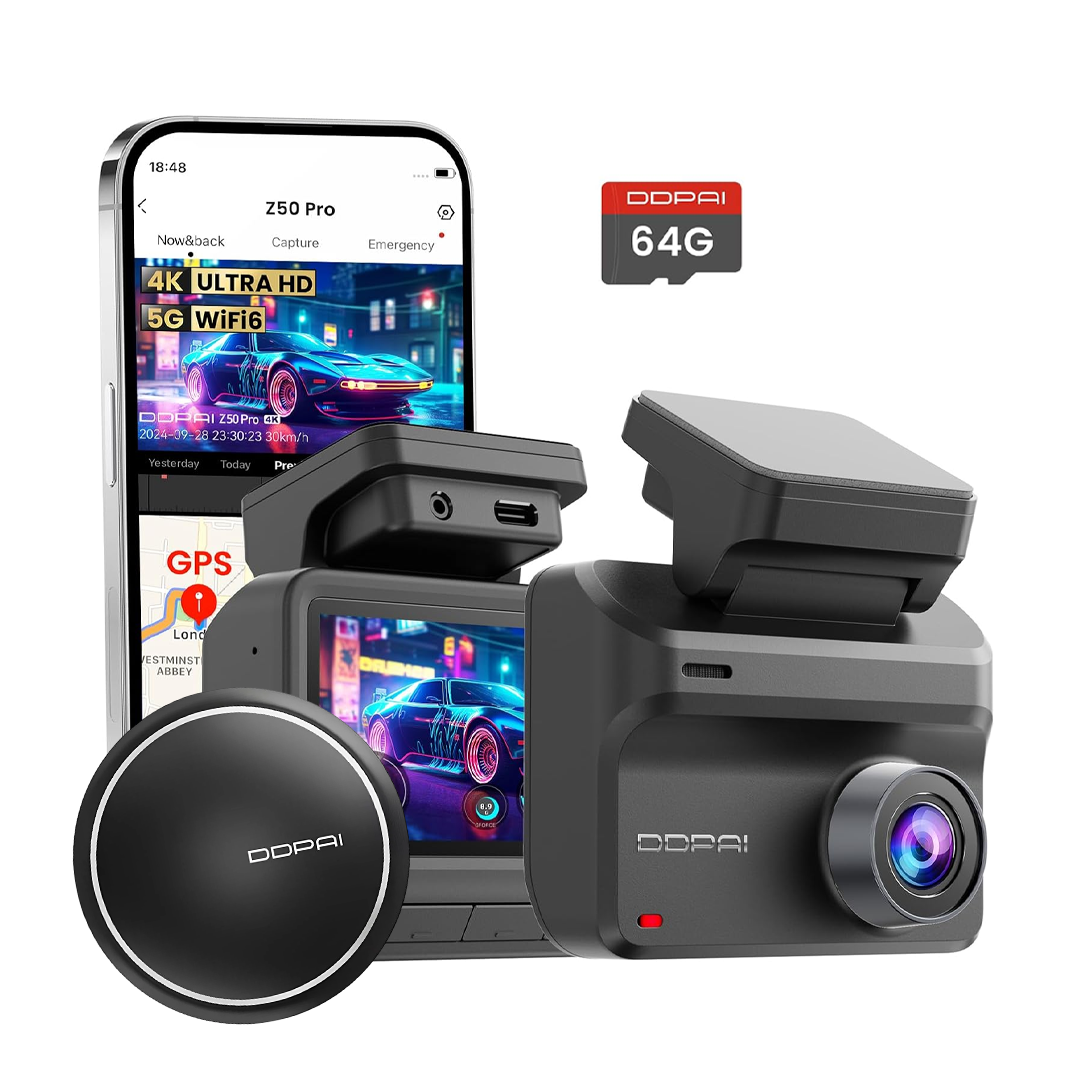 Pack DDPAI Z50 Pro GPS Dash Cam + Carte Mémoire 64 + Diffuseur GOBY